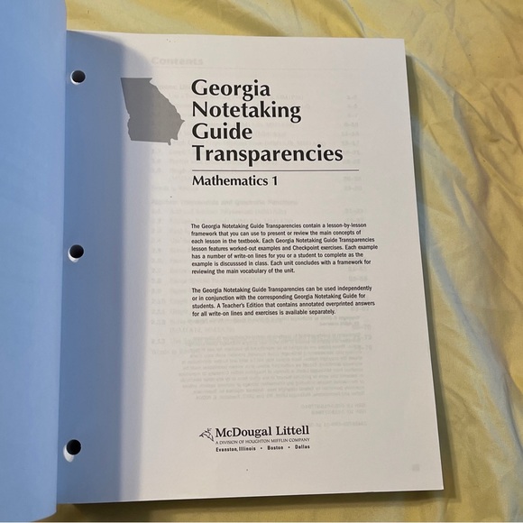 Mathematics 1 Georgia Notetaking Guide Transparencies McDougal Littell Book - Picture 5 of 16